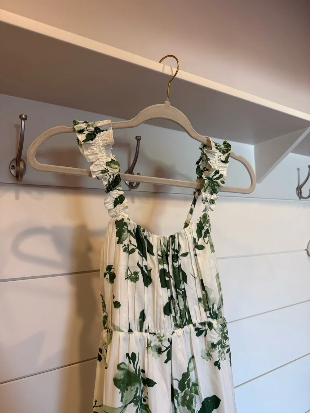 NWT Abercrombie & Fitch White Maxi Dress with Green Floral Print - Picture 5 of 11